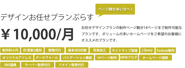 ホームページ制作のプラン｜デザインお任せプランぷらす